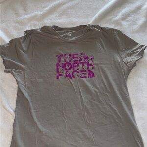 The North Face Gray T-Shirt with Purple Graphic